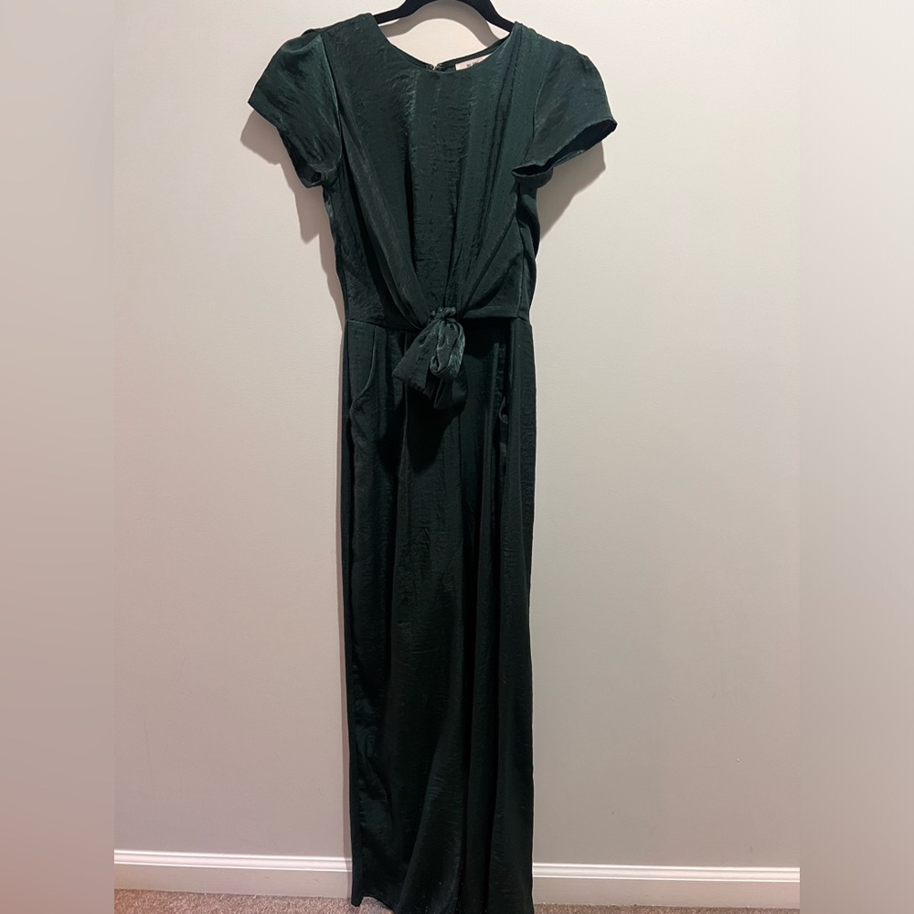 Everest green short sleeve silk jumpsuit size S